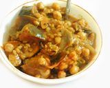 A picture of step 6 of Kabuli Chana Eggplant Masala Curry.