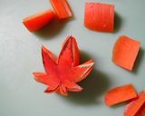 A picture of step 3 of Carved Carrot Maple Leaf (for Garnish).