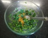 A picture of step 2 of Methi Matar Malai in Microwave.