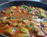 A picture of step 6 of Brinjal potato 🥔 gravy.