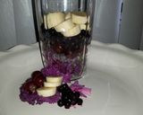 A picture of step 1 of Purple Bomber Smoothie.