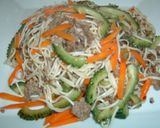 A picture of step 6 of Goya Champuruu - Okinawan Bitter Melon Stir-Fry with Somen Noodles.