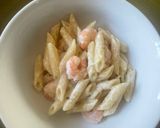 A picture of step 3 of Lemon Penne Pasta with Shrimp 🍋.