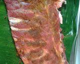 A picture of step 3 of Pineapple pork ribs cooked in banana leaves.