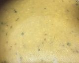 A picture of step 3 of Mong masoor ki dal with rice/paratha.