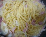A picture of step 9 of For a Birthday Lunch Easy Classic Carbonara.