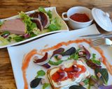 Foto del paso 1 de la receta Mil hojas de queso camembert con mermelada de tomate mousse de foie de pato y jamón de pato