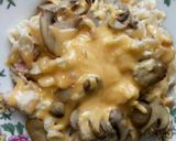 Foto del paso 8 de la receta: Pasta de moñitos con champiñones, pollo y queso 😍