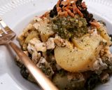 Foto del paso 6 de la receta: Ensalada de patata y pollo con pesto y olivada