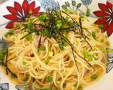 A picture of step 4 of Japanese Style Pasta with Tuna and Green Onions.