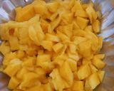 A picture of step 1 of Kesar mango salsa.