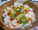 A picture of step 4 of Chirashizushi with Leftovers from Osechi.