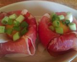 A picture of step 3 of Mandys breakfast tomatoes.