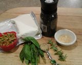 A picture of step 1 of Basil & Olive Cream Cheese Spread.