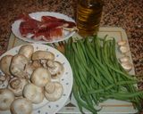 Foto del paso 1 de la receta Judías verdes y champiñones con jamón serrano
