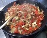 Une image de l'étape 14 de Aubergine violette italienne farcie thon tomates poivron.