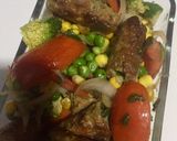 A picture of step 4 of Chicken seekh kabab with vegetables.