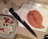A picture of step 3 of Panko Crusted Chicken Stuffed W/ Ricotta, Spinach, Tomato & Basil.