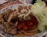 A picture of step 7 of Turkey Meatballs with Sauce and Spaghetti.