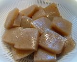 A picture of step 1 of Stir Fried Spicy Miso Konnyaku.