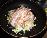 A picture of step 6 of Hiroshima-style Okonomiyaki made with Two Pans.