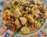 Une image de l'étape 7 de Poulet sauté aux épices et légumes indiens avec Ebly.