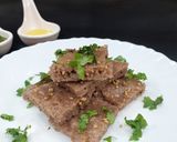 A picture of step 8 of Ragi Dhokla (Finger Millet steamed cake).