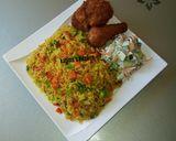 A picture of step 1 of Fried rice and chicken.
