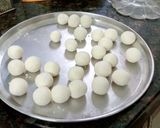 A picture of step 3 of Kamala bhog orange flavour rasgolla.