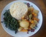 A picture of step 12 of Carrot rice, fried kales and potato stew.