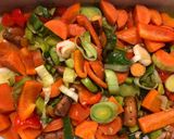 A picture of step 3 of Haloumi, pesto and autumn veg pasta.