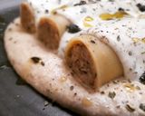 Foto del paso 8 de la receta: Canelones de merluza, puré de fessolets y bechamel de olivada