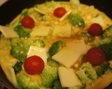 A picture of step 2 of 10 Minute Broccoli Quiche in a Frying Pan.