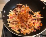 A picture of step 3 of Bacon, seafood bamboo seasoned rice.