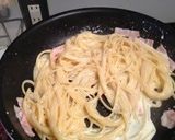 A picture of step 7 of Rich Pasta Carbonara with Milk and a Whole Egg.