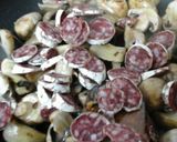 A picture of step 5 of My Garlic Chicken, Chorizo and Mushroom in a Brandy Cream Sauce.