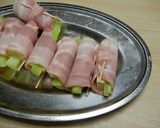 A picture of step 3 of Bacon Wrapped Broccoli Stems.