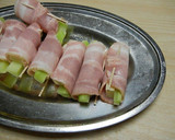A picture of step 3 of Bacon Wrapped Broccoli Stems.