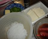 A picture of step 1 of Stir-fried Shirataki, Tofu and Tarako.