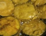 A picture of step 4 of Baingan Bhaja (Bengali Eggplant Fritters).