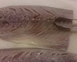 A picture of step 6 of Saba Sushi (Cured and Pressed Mackerel Sushi).