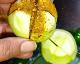 A picture of step 4 of Bharwan Tindey (Round Gourds).