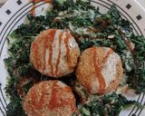 A picture of step 3 of Falafel & steamed spinach.