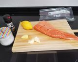 A picture of step 1 of Sous vide salmon in a butter, ginger and lemon sauce.