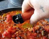 A picture of step 7 of Black bean and bacon spaghetti.