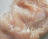 A picture of step 1 of Chicken Breast Meat with Mayo Chili Sauce and Cheese.