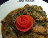 A picture of step 5 of Palak gosht.
