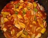 A picture of step 3 of Chicken and rainbow capsicums.