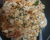 A picture of step 2 of Singapore chicken noodles rice.