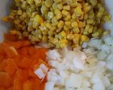 A picture of step 1 of Corn Pepper and Cabbage Relish.
